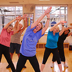 Ladies doing a fitness class